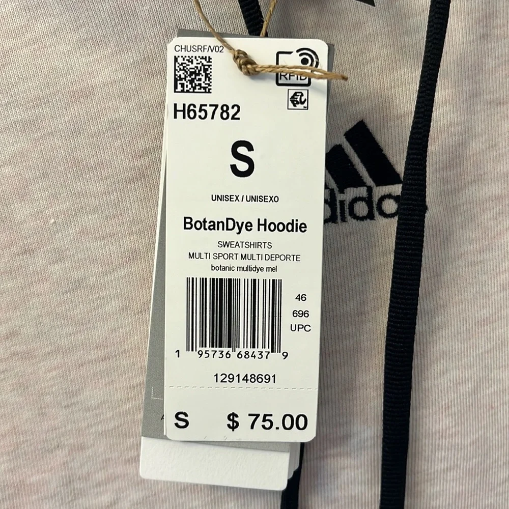 adidas Botanical Dye French Terry Hoodie NWT Unisex Small Beige Melange
